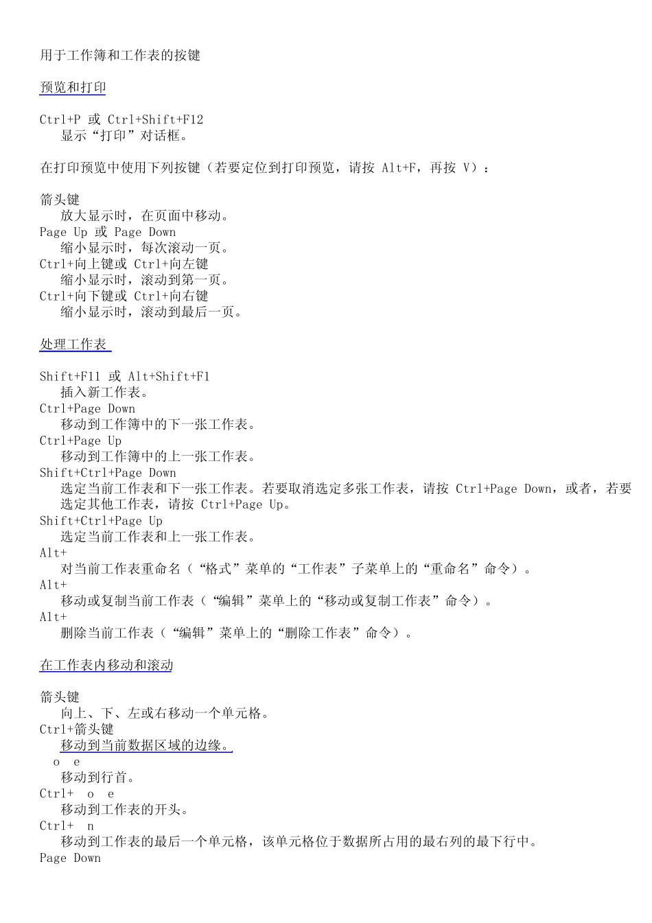 EXCEL高级应用微软帮助快捷键_第1页