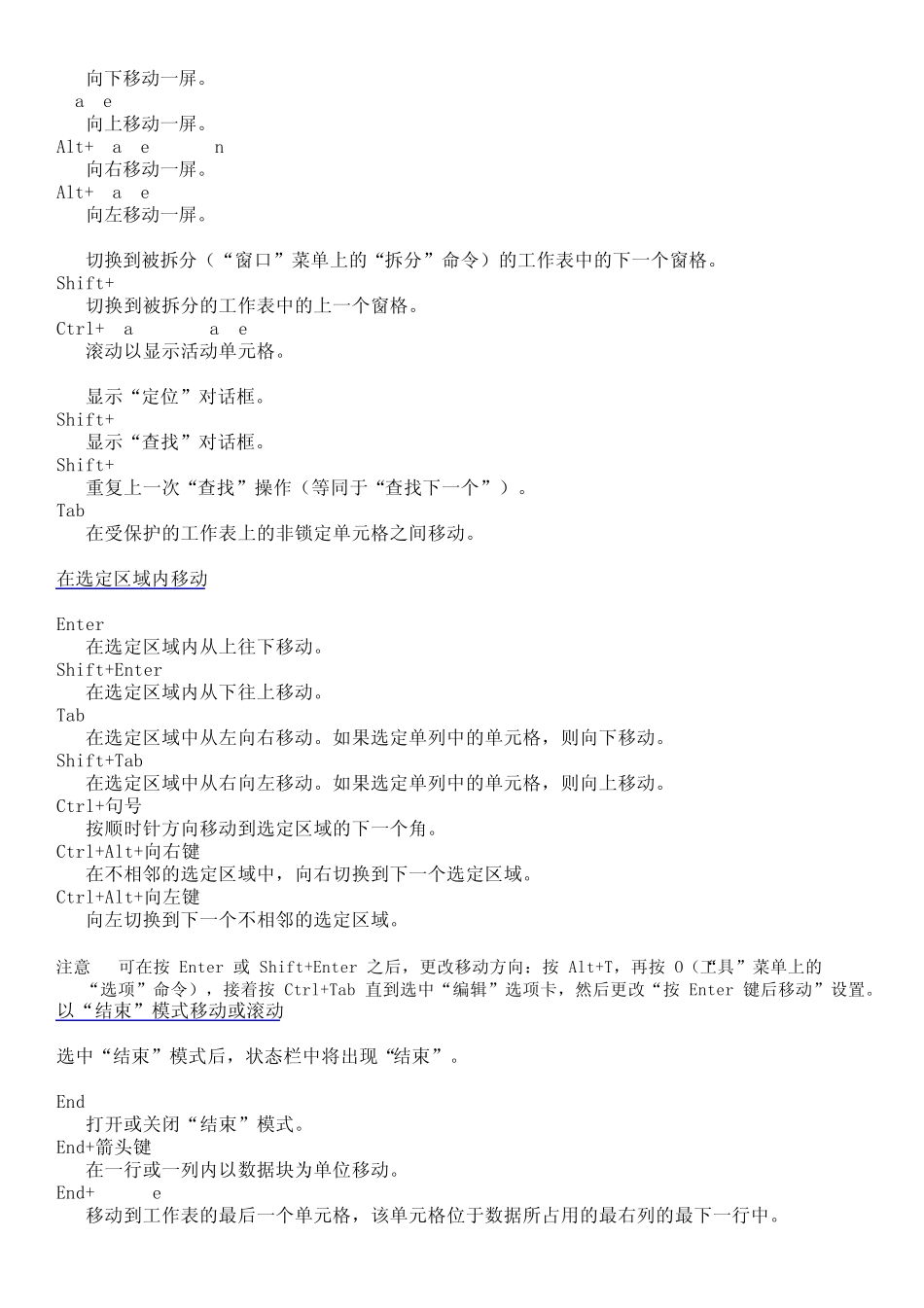 EXCEL高级应用微软帮助快捷键_第2页