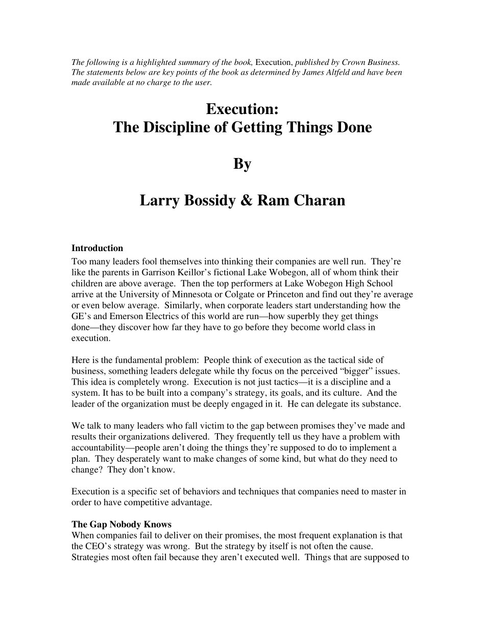 Execution_執行力__英文書摘_第1页