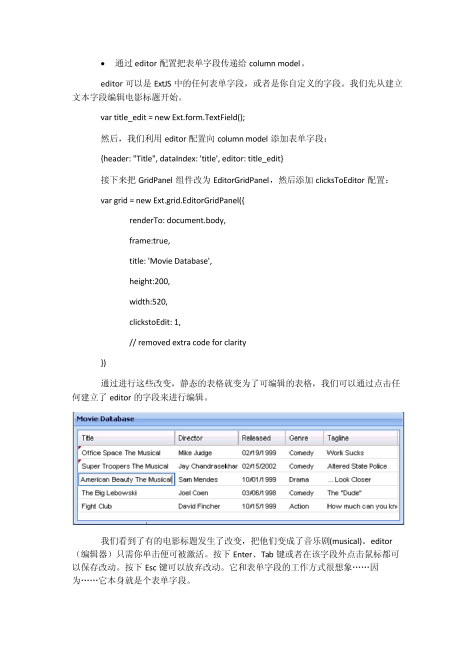 Extjs教程第六章EditorGrids(可编辑表格)_第3页