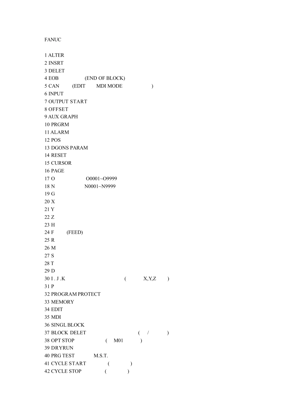 FANUC系统各按键作用及其使用_第1页