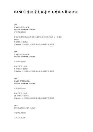FANUC系统常见报警中文对照及解决方法