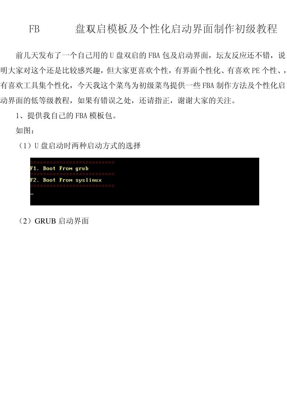 FBINSTU盘双启模板及个性化启动界面制作初级教程_第1页