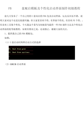 FBINSTU盘双启模板及个性化启动界面制作初级教程