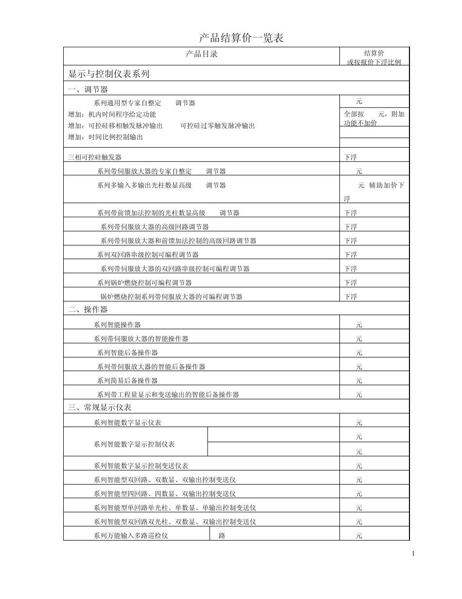 FB系列产品价格一览表_第1页