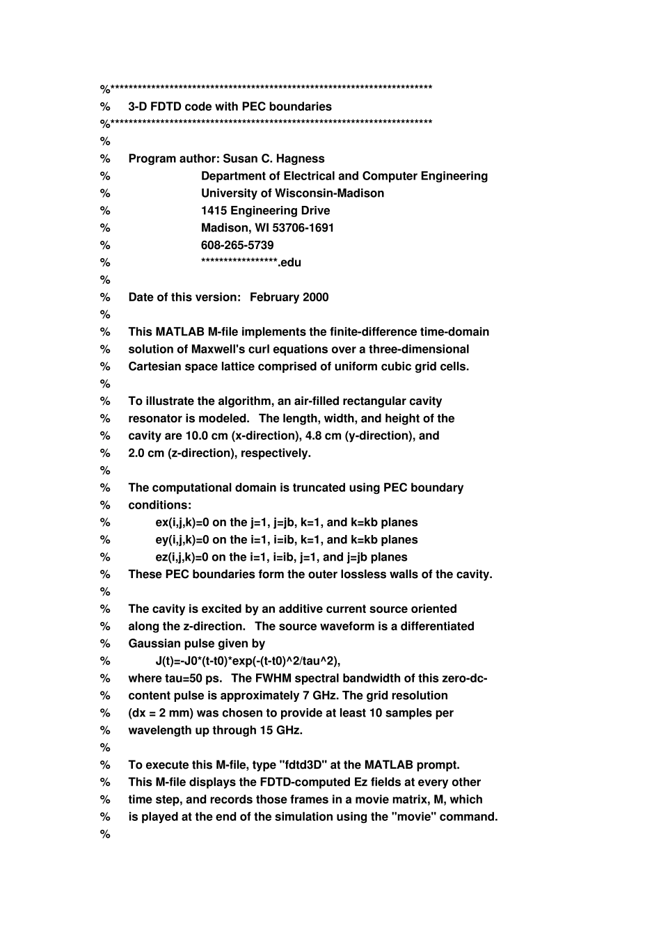 FDTD(时域有限差分法)算法的Matlab源程序_第1页