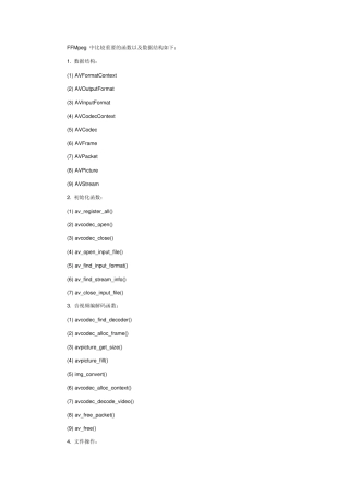 ffmpeg主要数据结构和函数