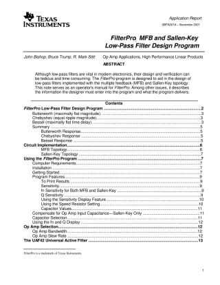 FilterPro设计程序和应用手册