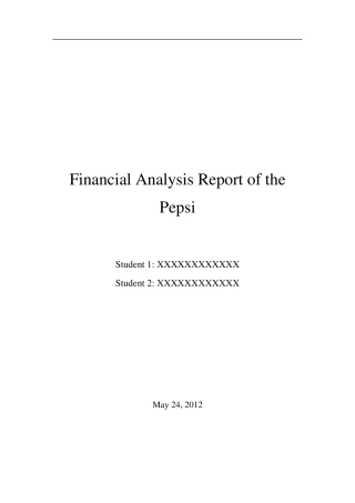 FinancialAnalysisReportofthePepsico(百事可乐的财务分析作业)