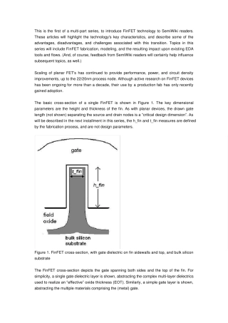 FinFET(鳍式场效晶体管)工艺技术IntroductiontoFinFETtechnology
