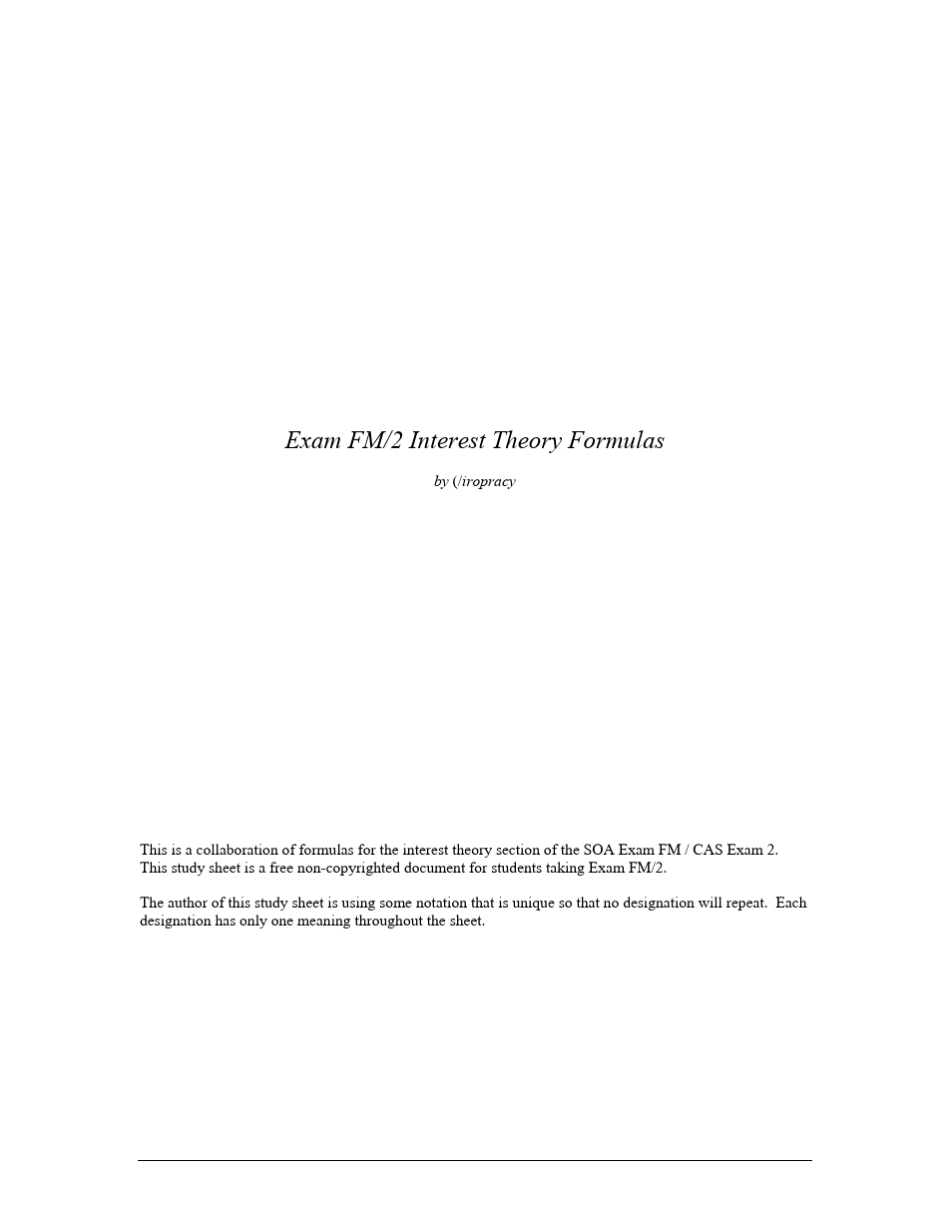 FMFormulas北美精算师SOA考试第二门FM公式汇总_第1页