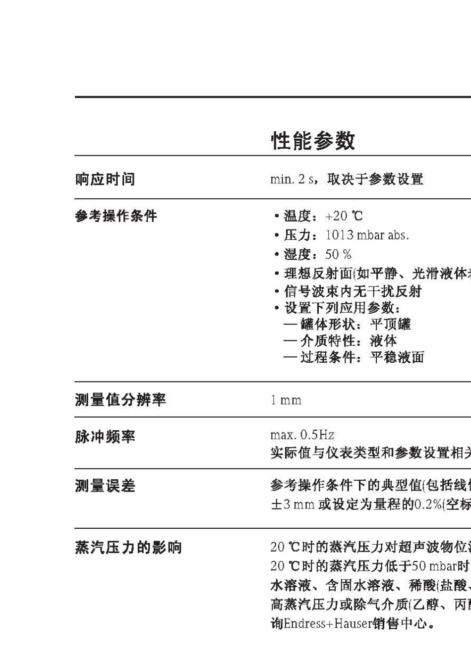 FMU30超声波物位计E+HFMU30超声波液位计性能参数_第2页