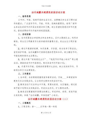 治污减霾共建美丽家园活动方案