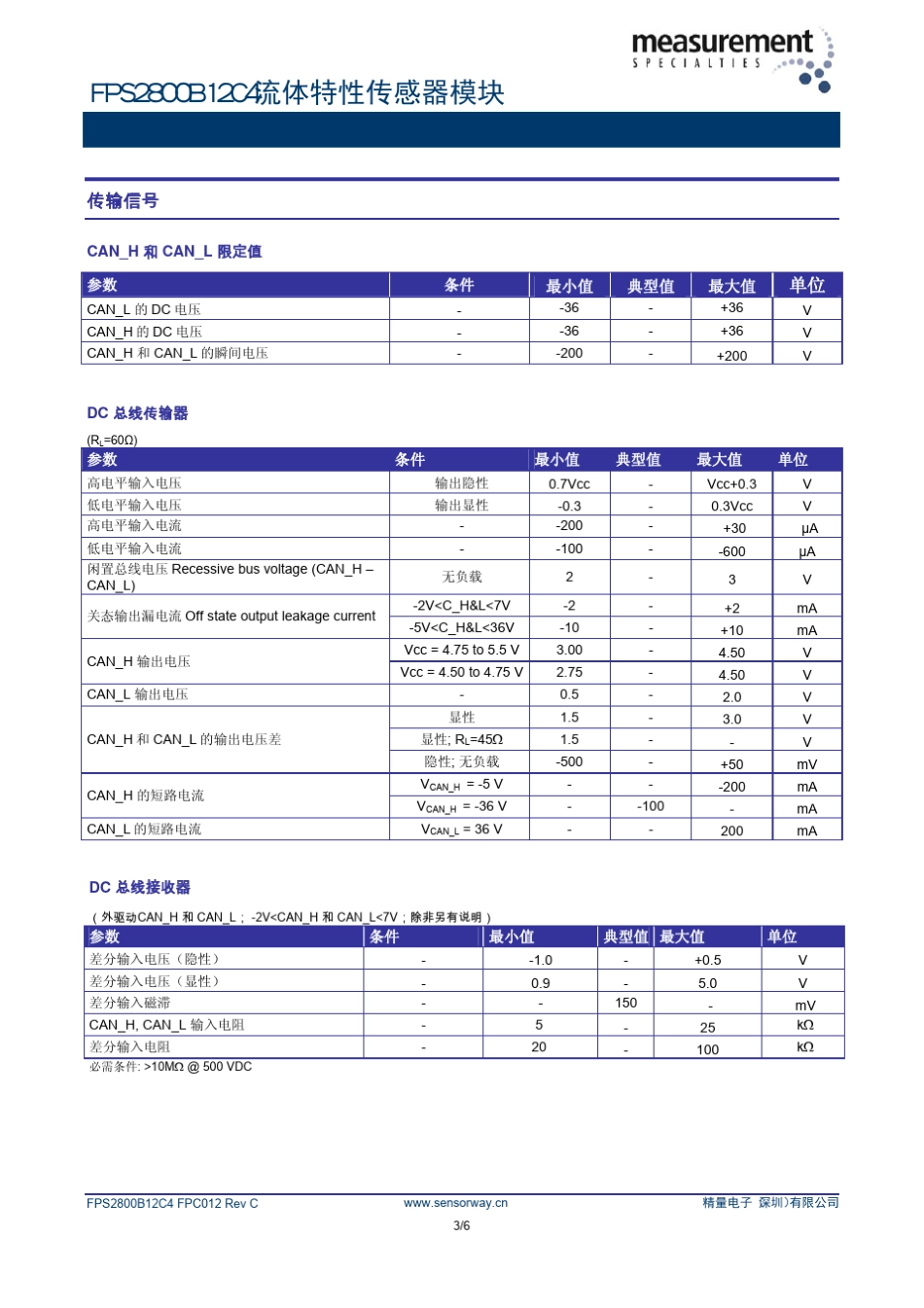 FPS2800B12C4流体特性传感器模块_第3页
