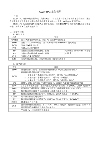 FX2N1PG学习笔记(完成)