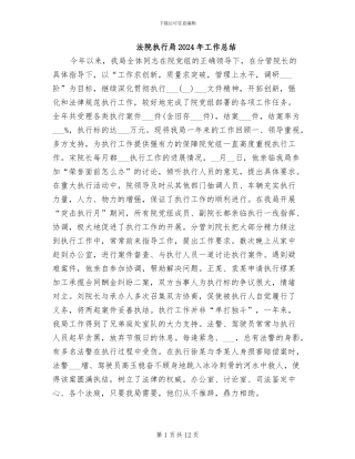 法院执行局2024年工作总结