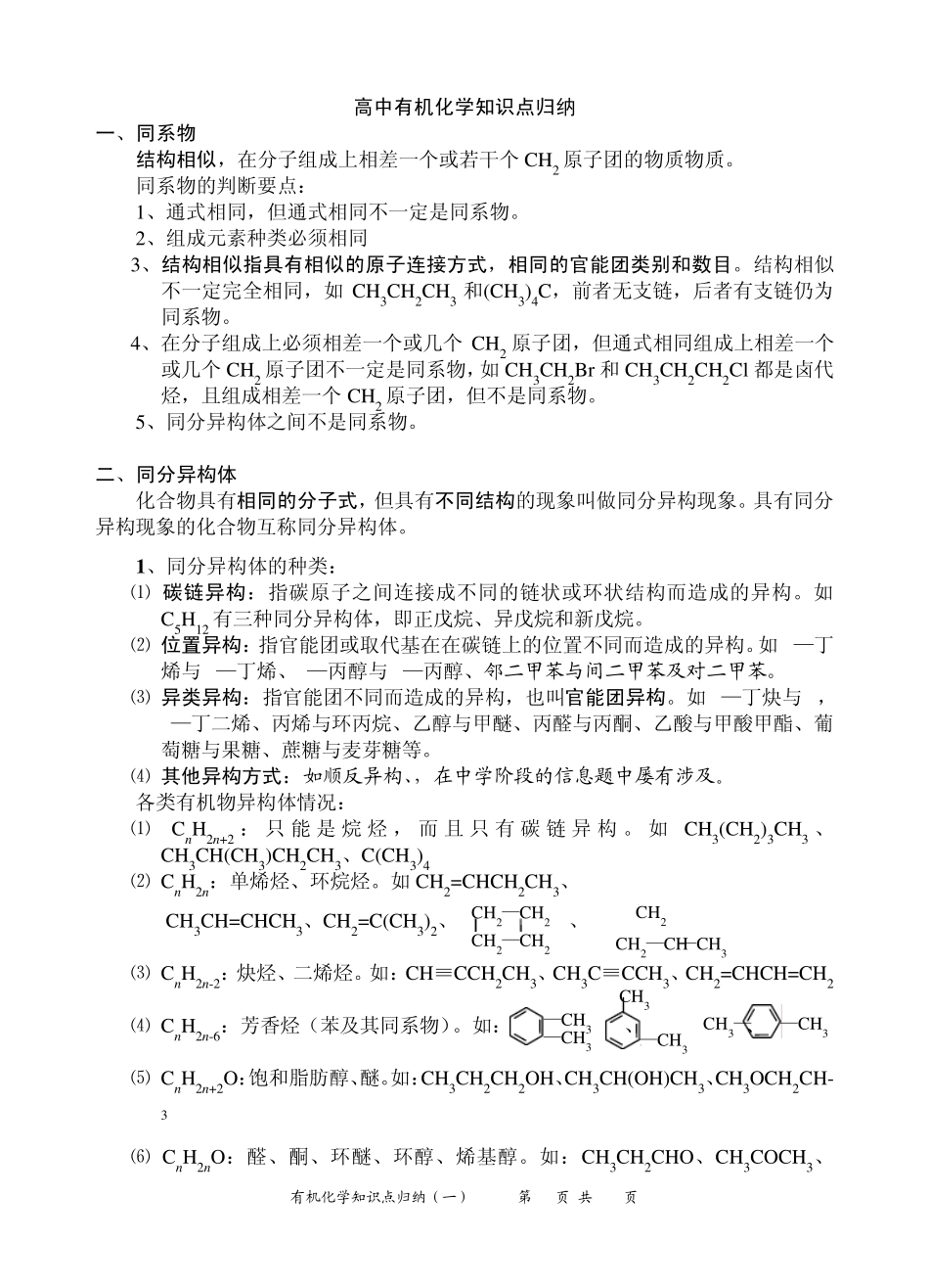 f高中有机化学知识归纳总结(绝对全)_第1页