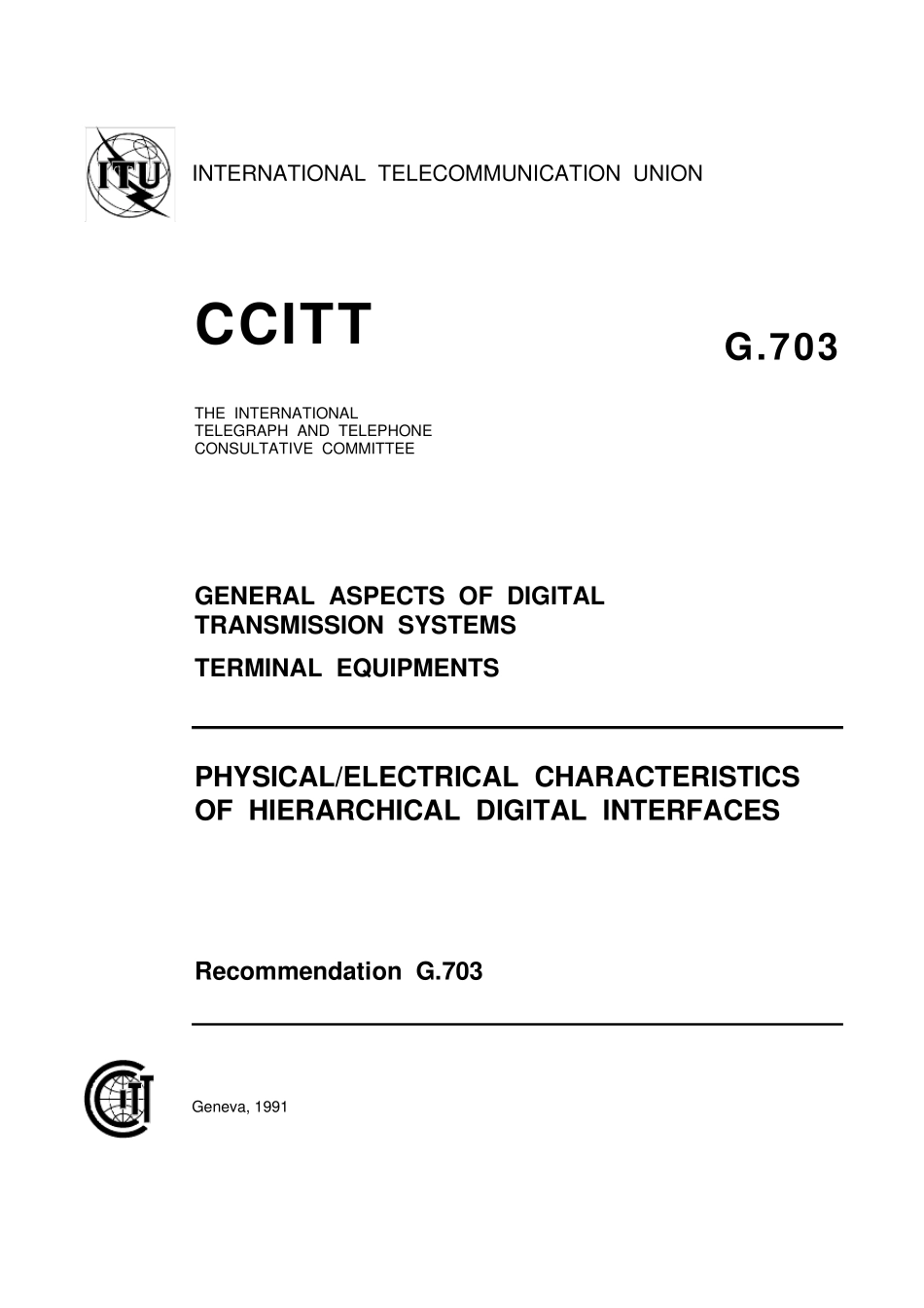 G.703(数字系列接口物理电气特性)_第1页