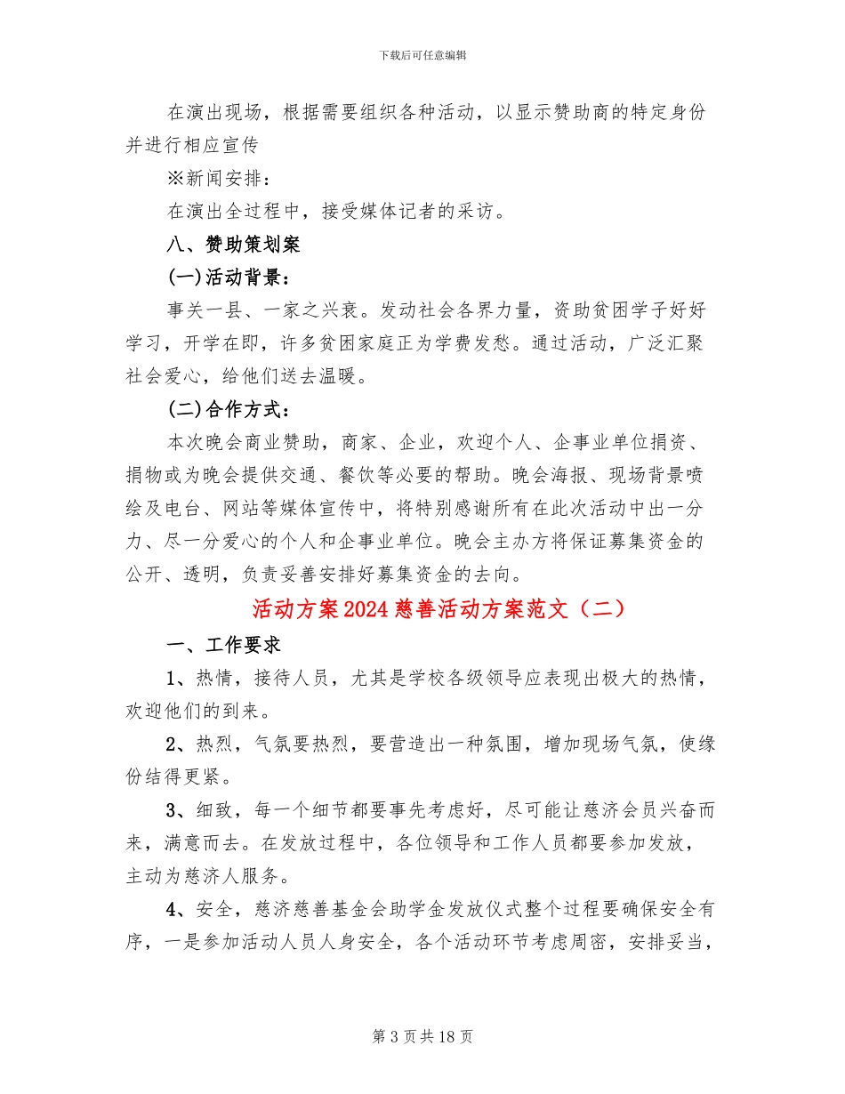 活动方案2024慈善活动方案范文_第3页