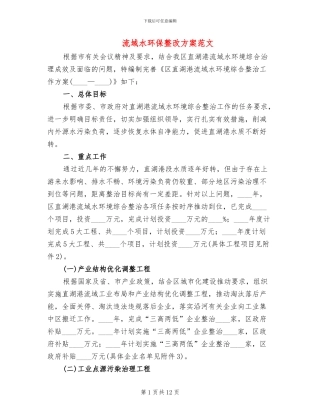 流域水环保整改方案范文