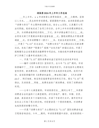消保委2024年上半年工作总结