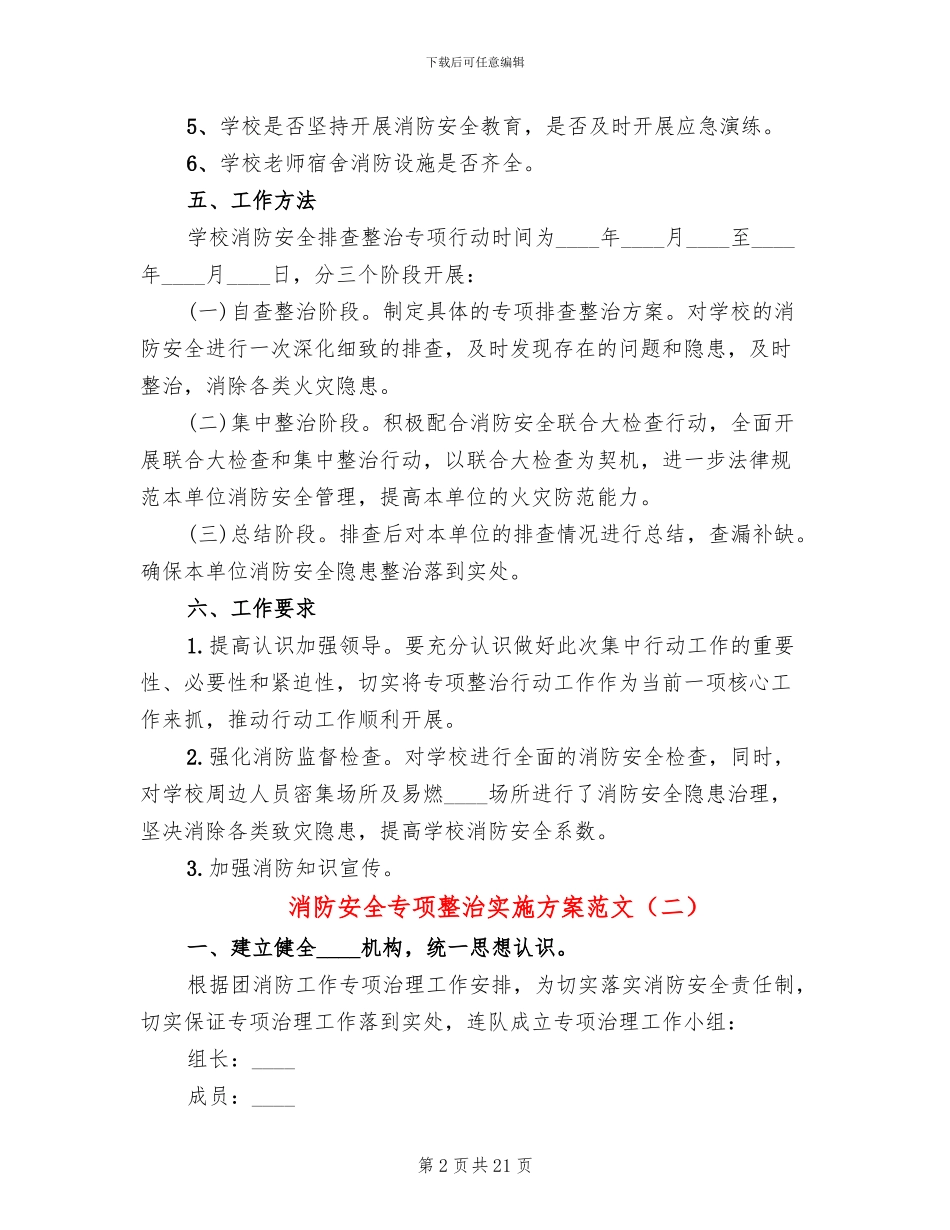 消防安全专项整治实施方案范文_第2页