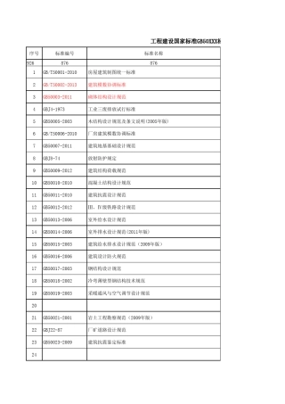 GB50工程建设国家标准总目录