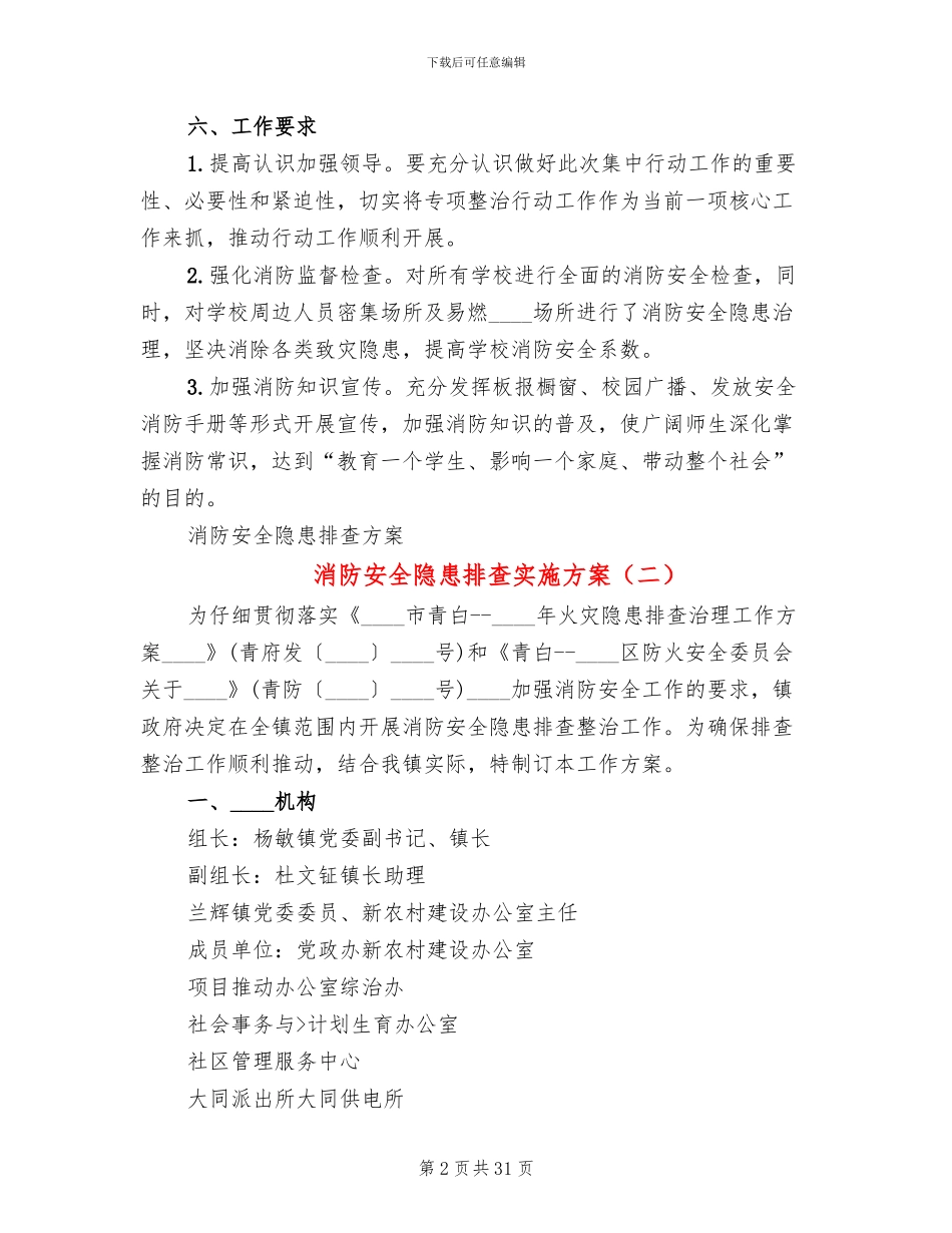 消防安全隐患排查实施方案(11篇)_第2页