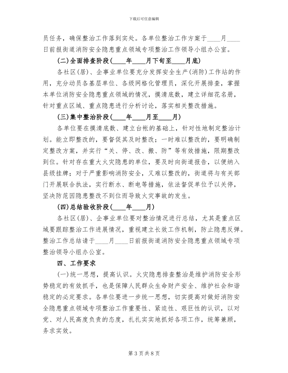 消防安全隐患专项整治方案范文_第3页