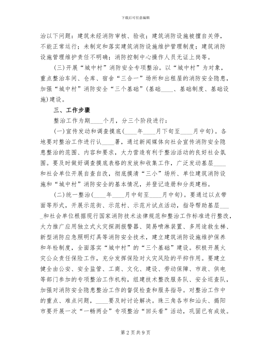 消防安全隐患整治工作方案_第2页