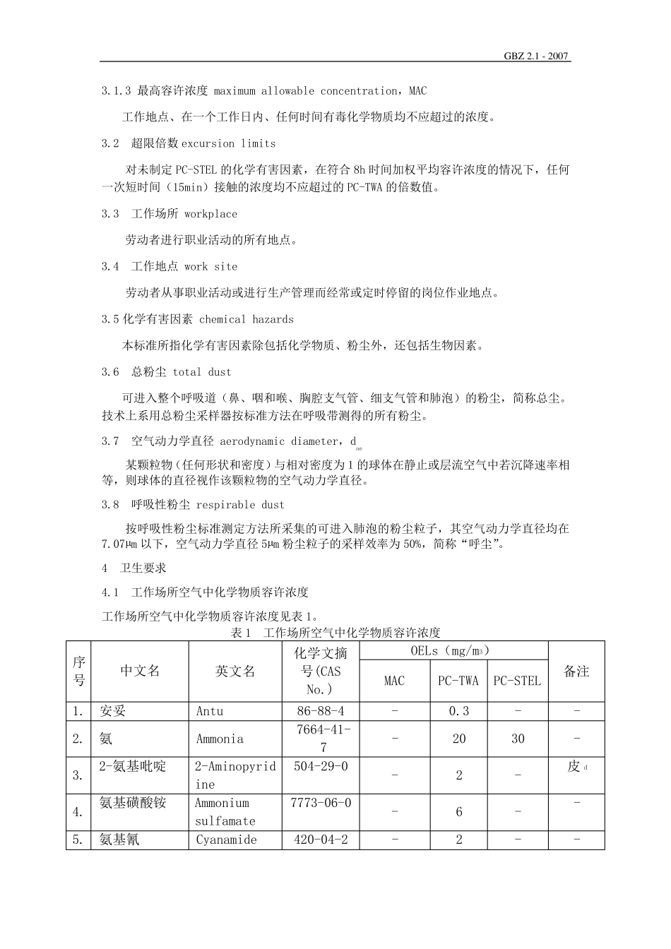 GBZ2.12007工作场所有害因素职业接触限值_第1部分_化学有害因素剖析_第2页