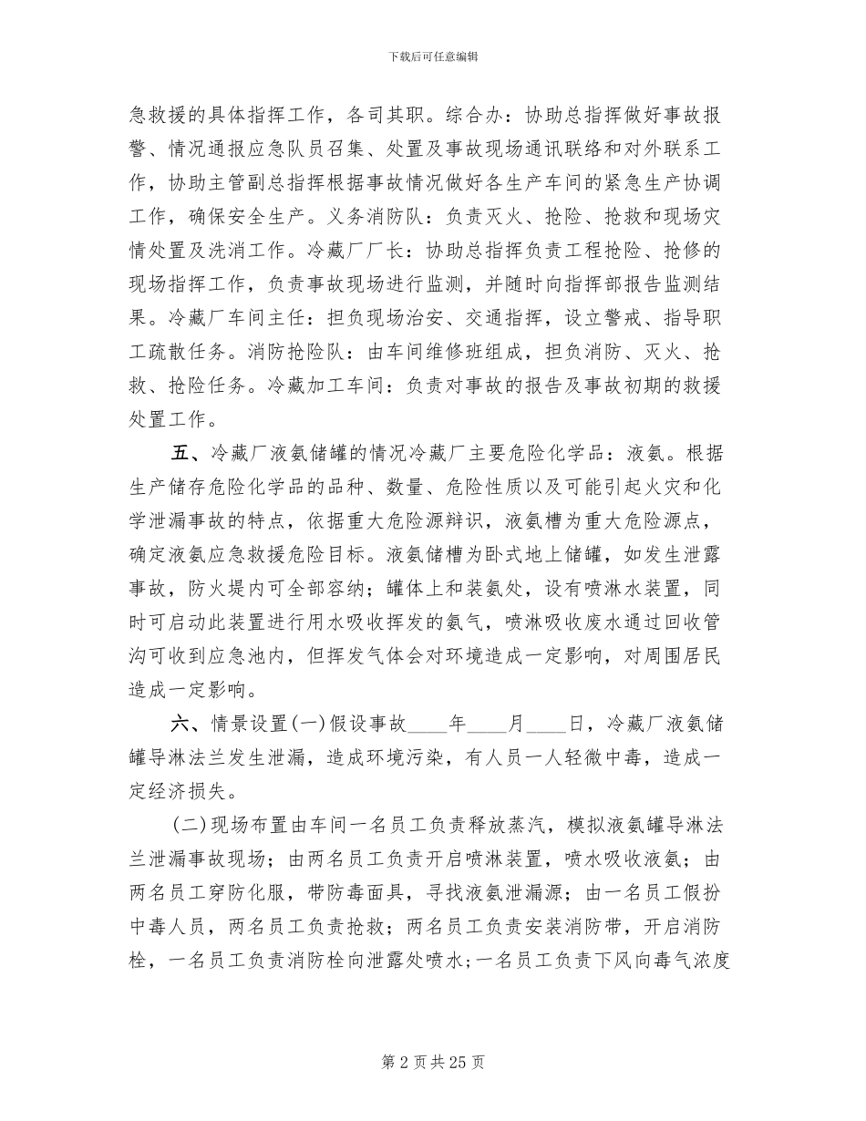 液氨泄露应急预案演练方案_第2页