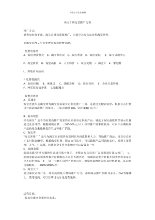 淘宝C店运营推广方案