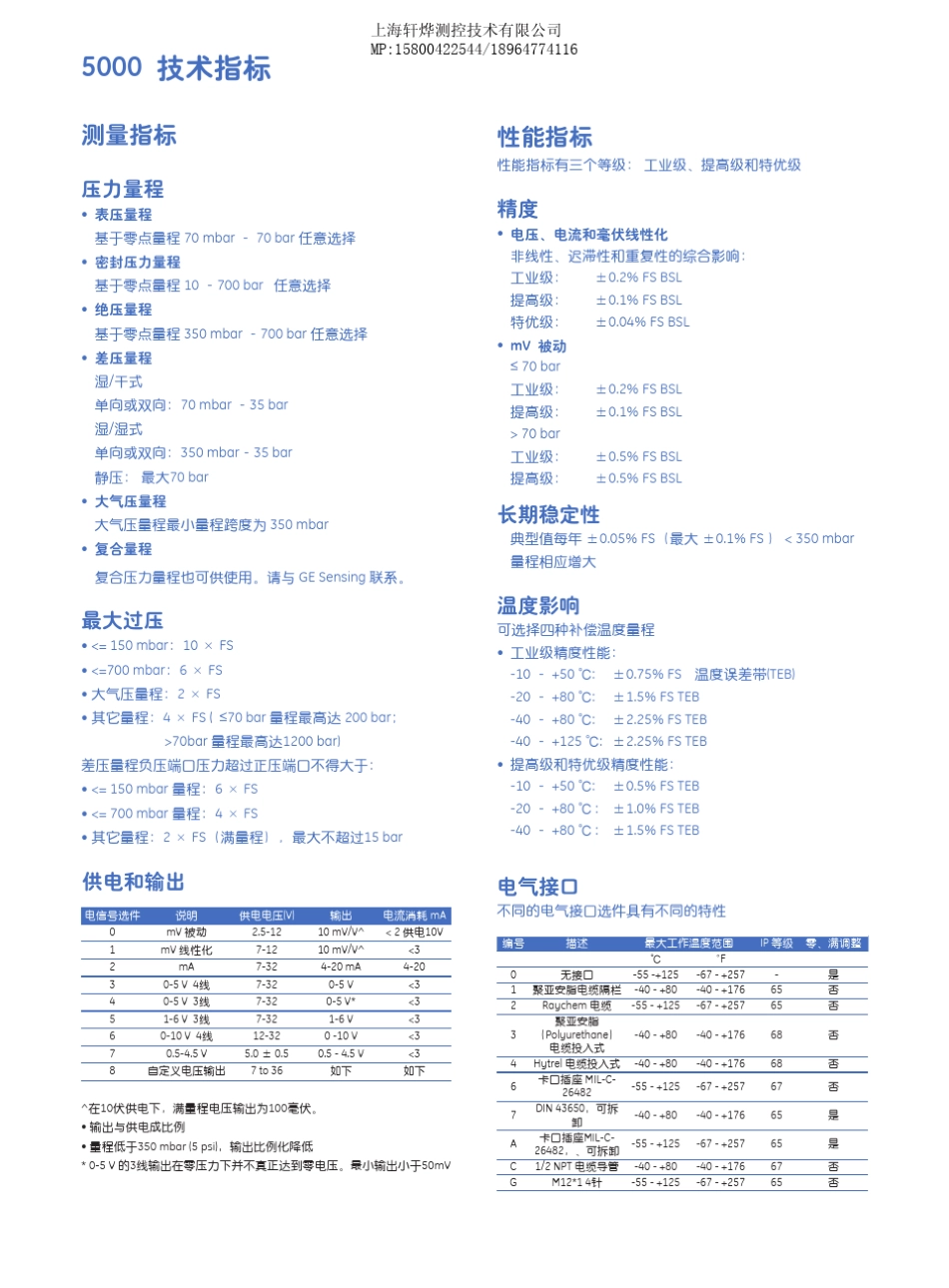 GE德鲁克压力传感器UNIK5000_第2页