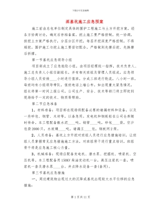 深基坑施工应急预案