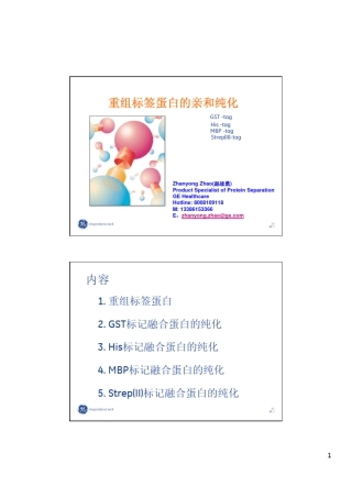 GE重组标签蛋白的亲和和纯化