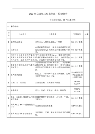 GGD配电柜出厂检验报告2