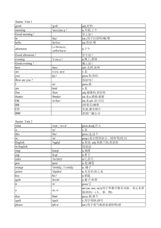 goforit人教版七年级上册英语单词表