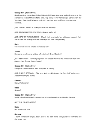 gossipgirl12绯闻女孩第一季第二集剧本台词情景旁白