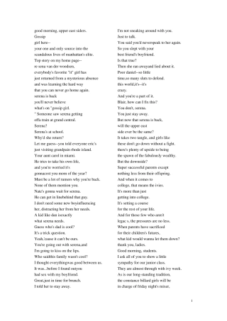 gossipgirl绯闻女孩第一季第三集台词