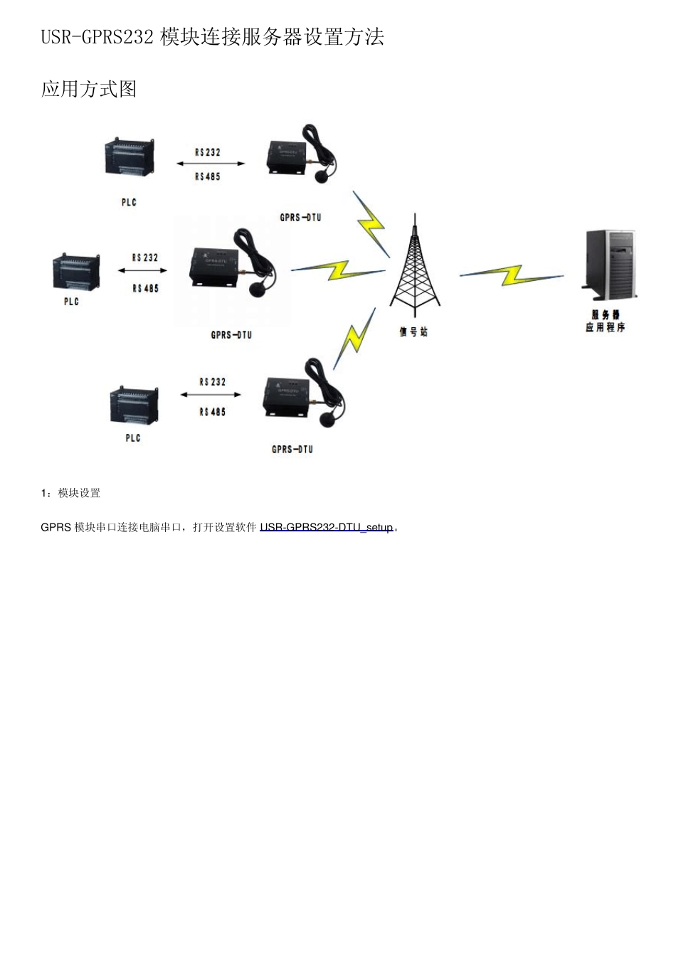 GPRS模块连接服务器设置方法_第1页