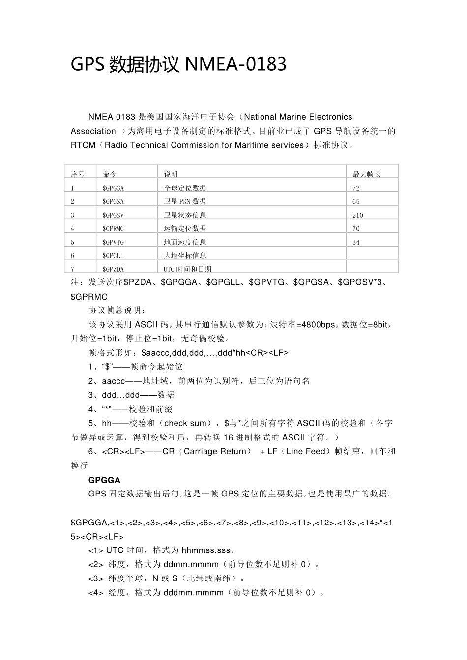 GPS数据协议NMEA0183_第1页