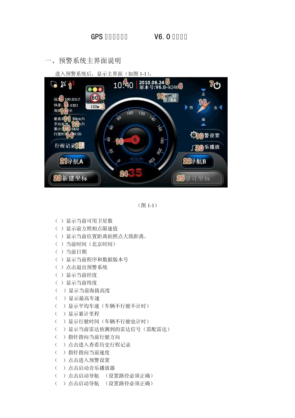GPS雷达导航一体机预警系统(V6.0)使用说明_第1页
