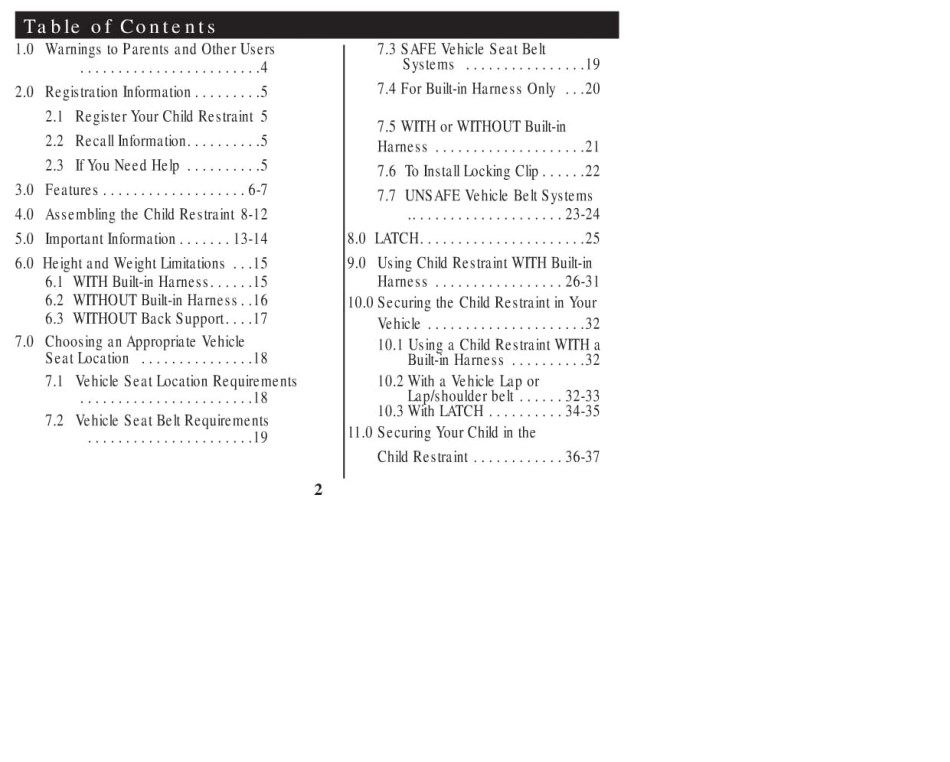 GRACO葛莱儿童安全座椅安装说明书_第2页