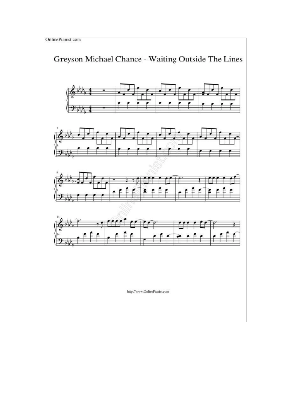 GreysonChancewaitingoutsidethelines钢琴谱_第1页
