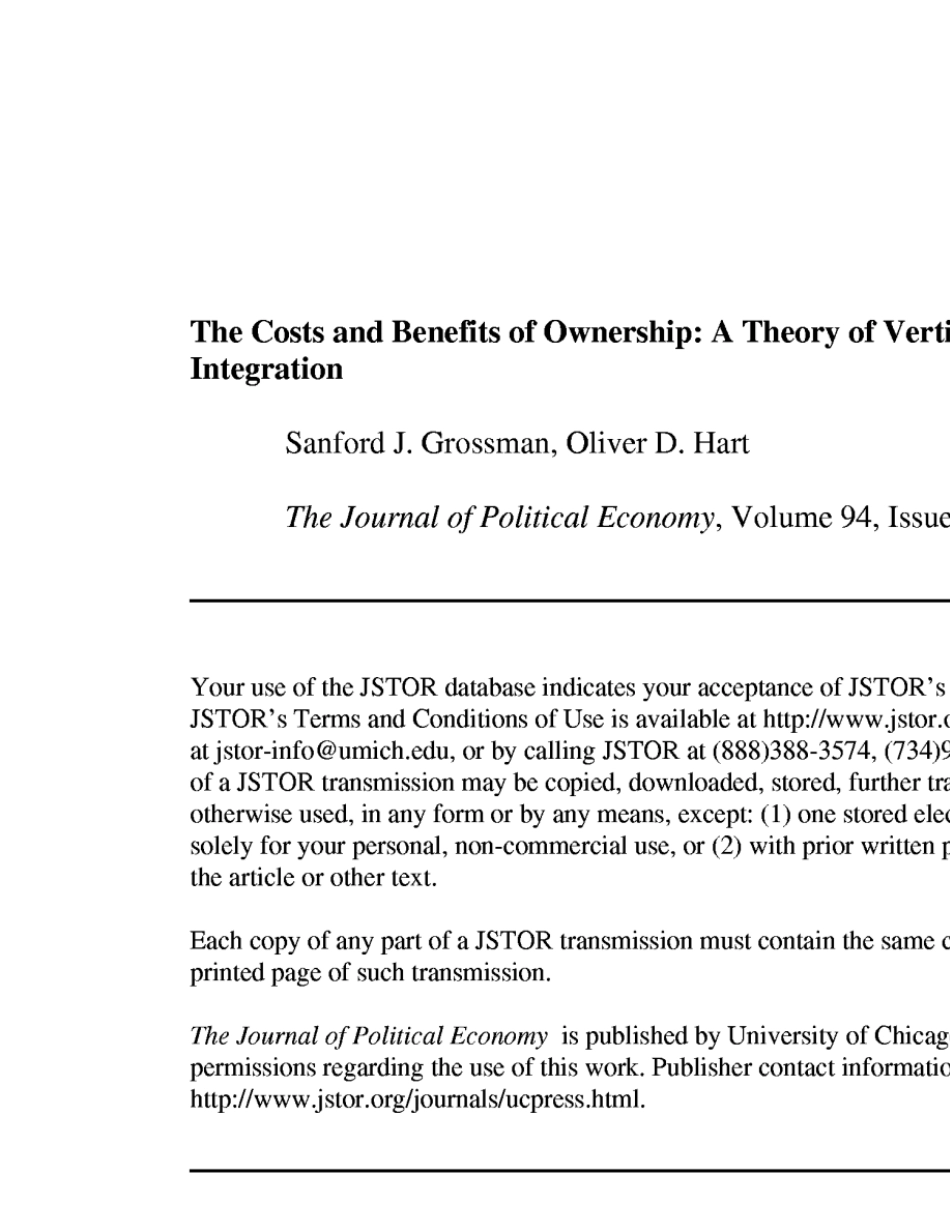 Grossmanamp;Hart所有权的成本与收益JPE0944(1986)691719_第1页