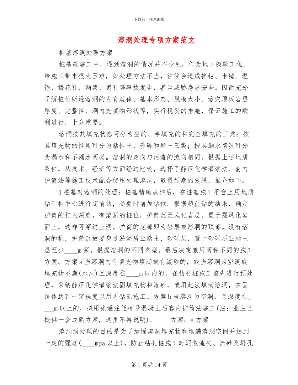 溶洞处理专项方案范文_第1页