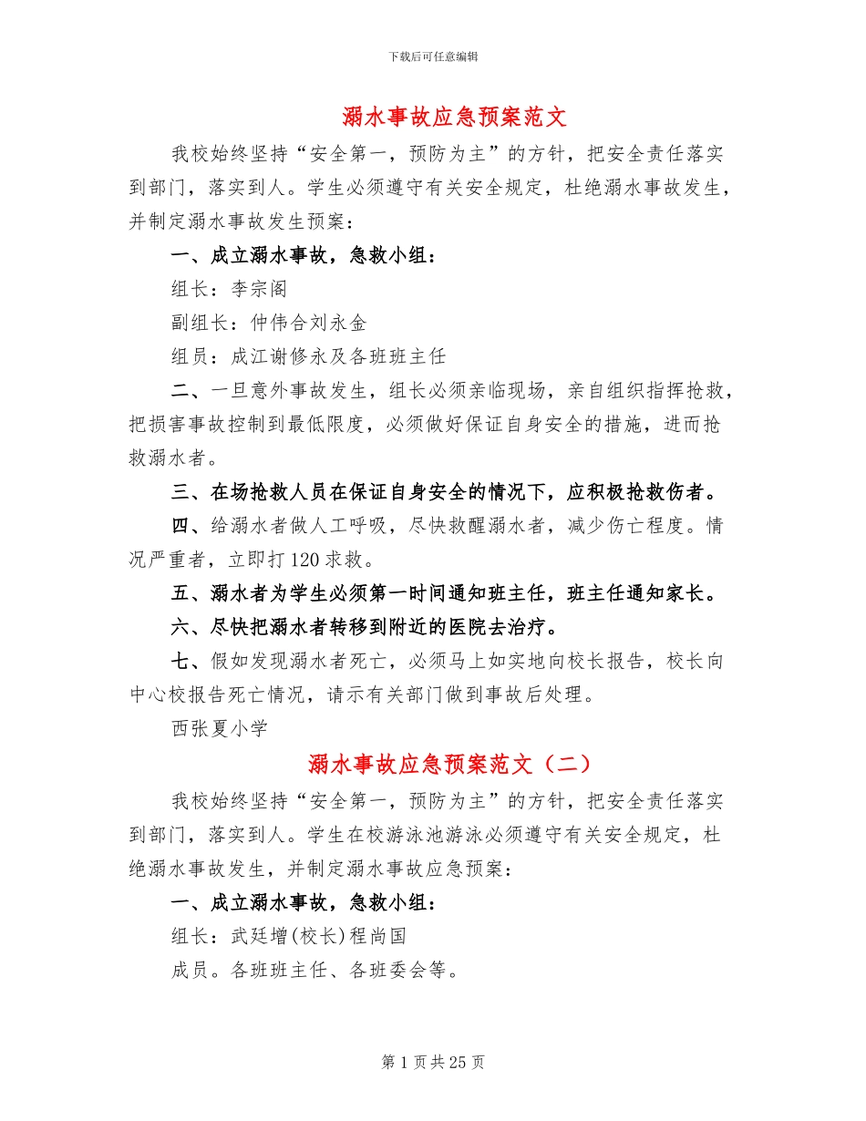 溺水事故应急预案范文_第1页