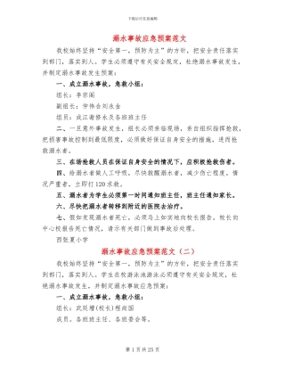溺水事故应急预案范文