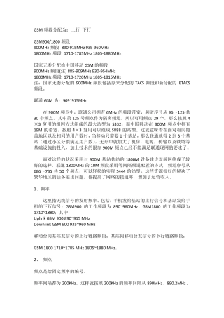 GSM频段分配